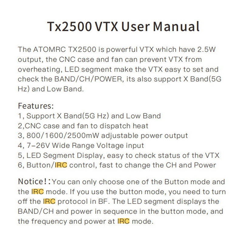 ATOMRC TX2500 4.9G-5.8G 2.5W V - Fpv Drone Vtx review and price